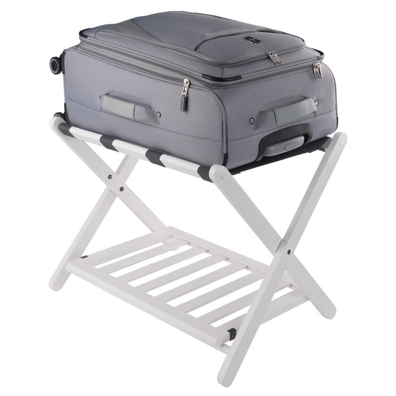 Reese Luggage Rack with Shelf White Finish