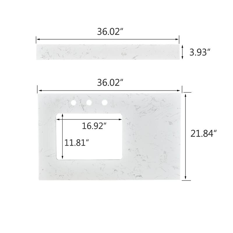 PROOX Bath Cultured Marble Vanity Top Undermount Rectangle Sink Backsplash Included