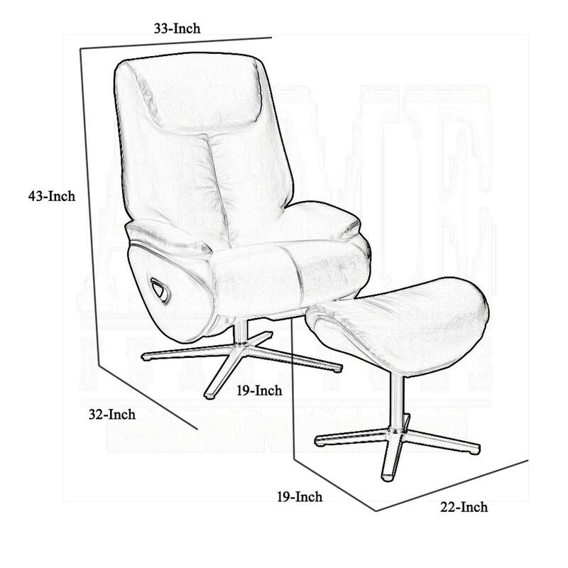 Nita Swivel Accent Chair with Ottoman, Plush Black Top Grain Leather
