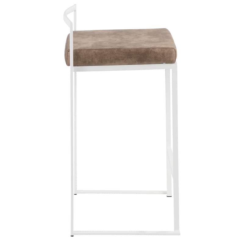 Porch & Den Forrest White Stackable Fully Welded Counter Stool (Set of 3)