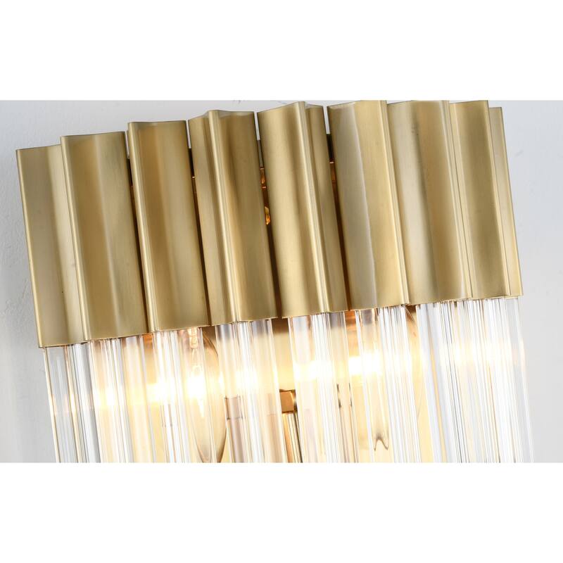 3-Light Brass Wall Sconce With Clear Hanging Crystals