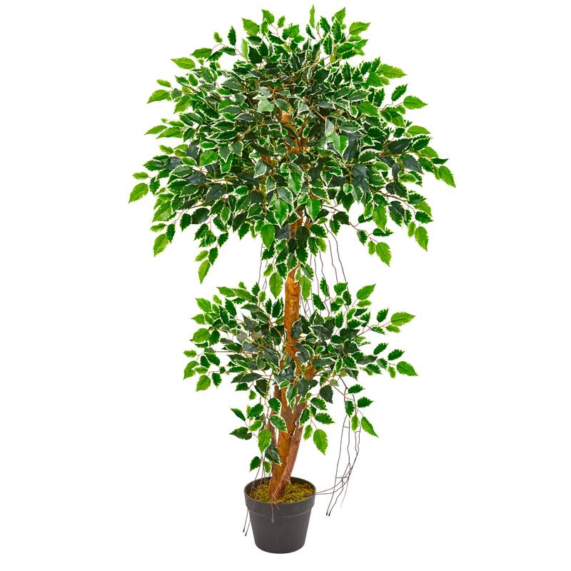 4ft Artificial Tree - Variegated Indoor Accent Plant - Home Decor & Office Greenery - Green - 41-50 Inches