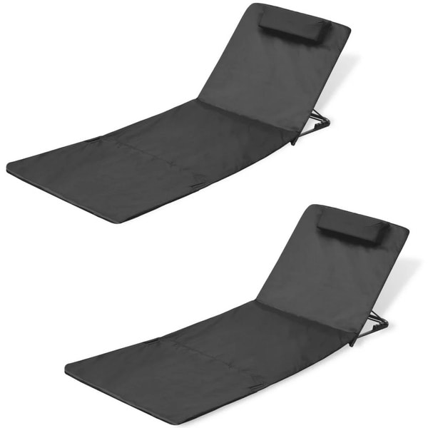 vidaXL Folding Beach Chairs 2 pcs Powder-coated Steel Black