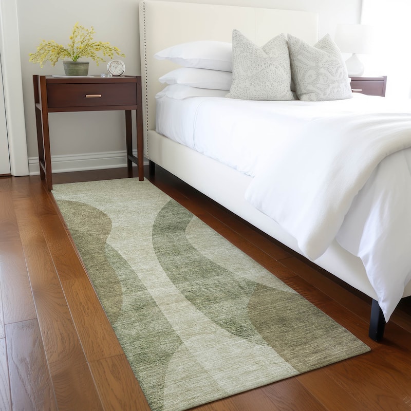 Machine Washable Indoor/ Outdoor Chantille Modern Deco Rug - Beige - 2'3" x 7'6"