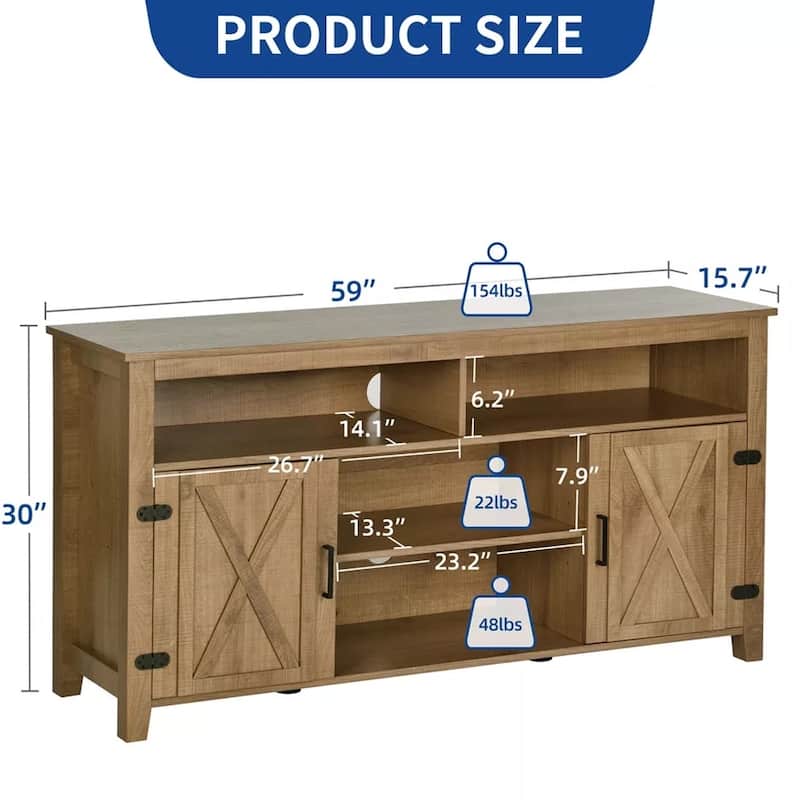 Farmhouse TV Stand for TVs Up to 65 Inch Media Console - 58 inches