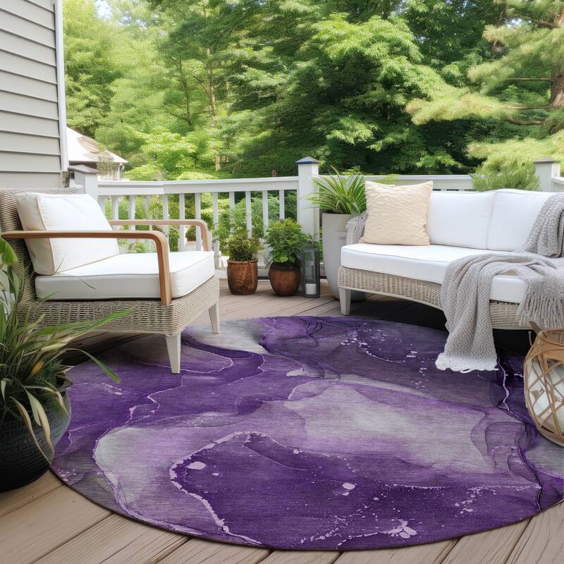Almisi Artistic Abstract Weather Resistant Blended Style Outdoor Rug