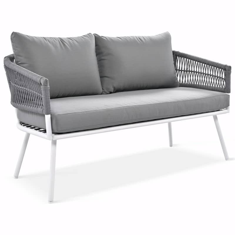 4-Piece Boho Rope Patio Furniture: Outdoor Seating with Acacia Wood Table, Thick Cushions