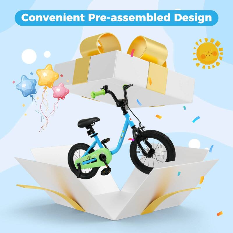 Costway 12-Inch Kids Bicycle with Adjustable Seat Front Handbrake & - See Details