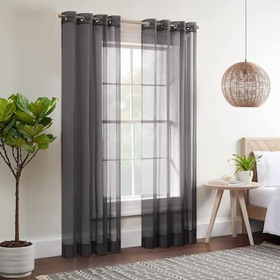 Eclipse Calia Modern Sheer Voile Light Filtering Grommet Curtains (2 Panels)