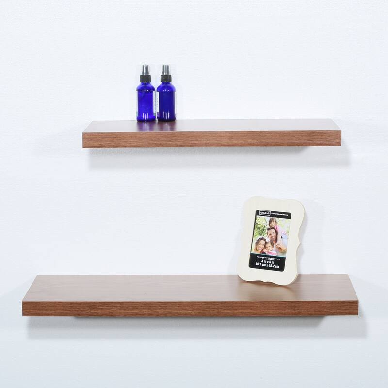 Set of 2 Modern and Contemporary JD Walnut Floating Shelf - 31.5*9.25*1.5 inches - 31.5*9.25*1.5 inches - JD Walnut