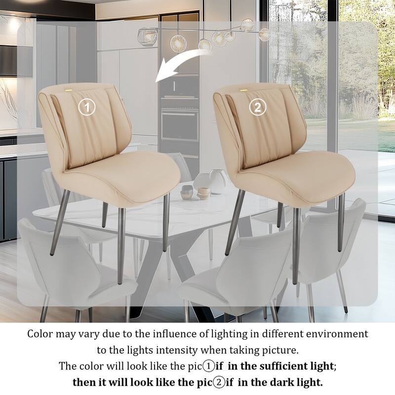 2PCS Upholstered Dining Chairs Kitchen Island Counter Side Chair Curvature Seat