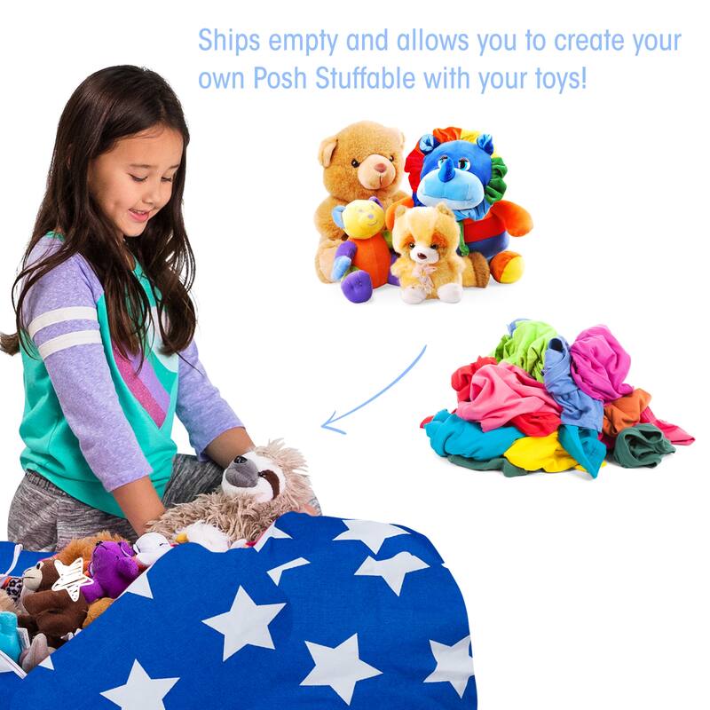 Kids Bean Bag Chair Cover Stuffed Animal Storage or Toy Organizer