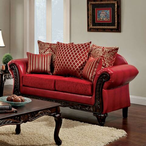 Furniture of America Britz Traditional Red Upholstered Loveseat