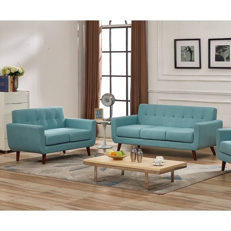 US Pride Furniture Grace Rainbeau Tufted Upholstered Living Room Sofa and Loveseat (Set of 2)