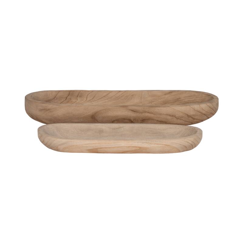 Sagebrook Home Coastal Decorative Wooden Plates - 8"x24"x3" - Brown