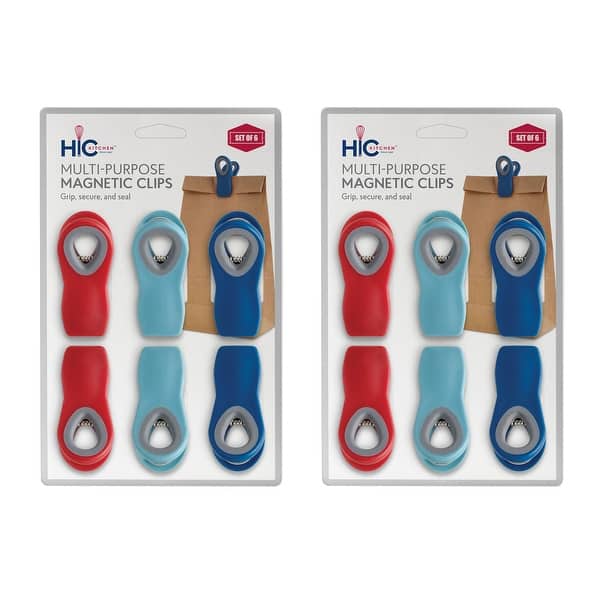 HIC Kitchen Multi-Purpose Magnetic Clips, 2 Sets of 6 Clips, Turquoise ...