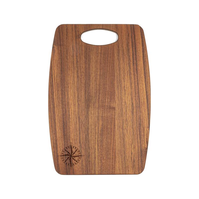 Teak Bread Board - Compass - 8" W x 14" L x 1/2" Thick