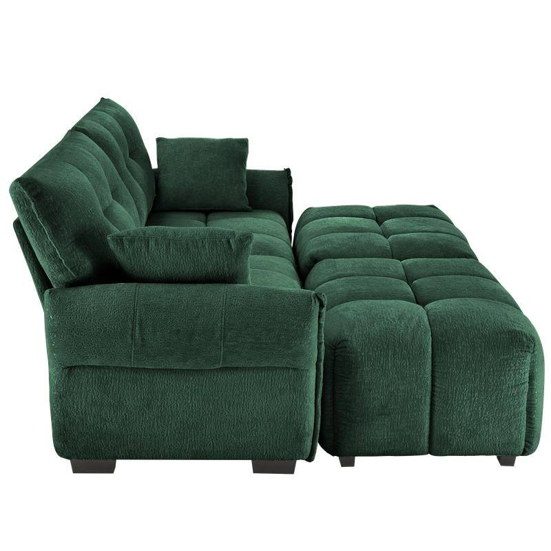 78.7" Chenille Two Seater Upholstered Sofa, 2 Ottoman
