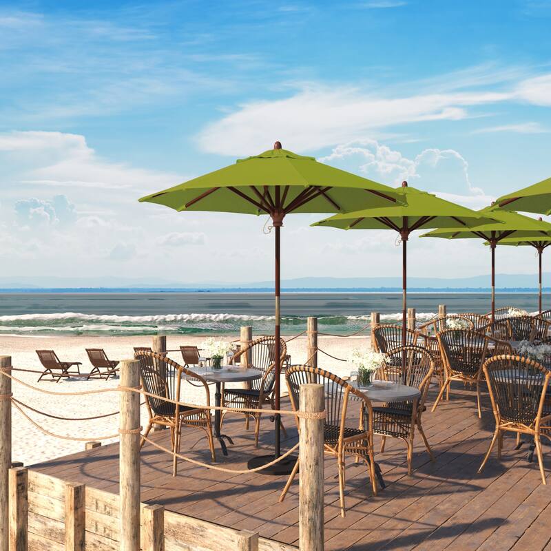 California Umbrella 7.5' Round Marenti Wood Frame Patio Umbrella with Pacifica Fabric, Base Not Included