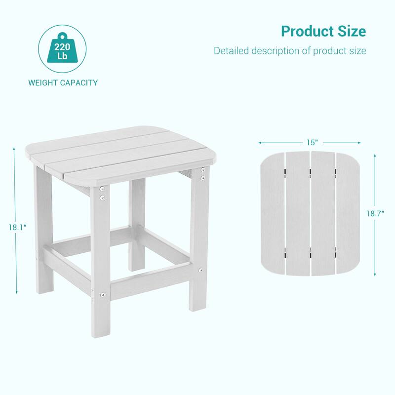 BONOSUKI Outdoor Rectangular All Weather Adirondack Side Table