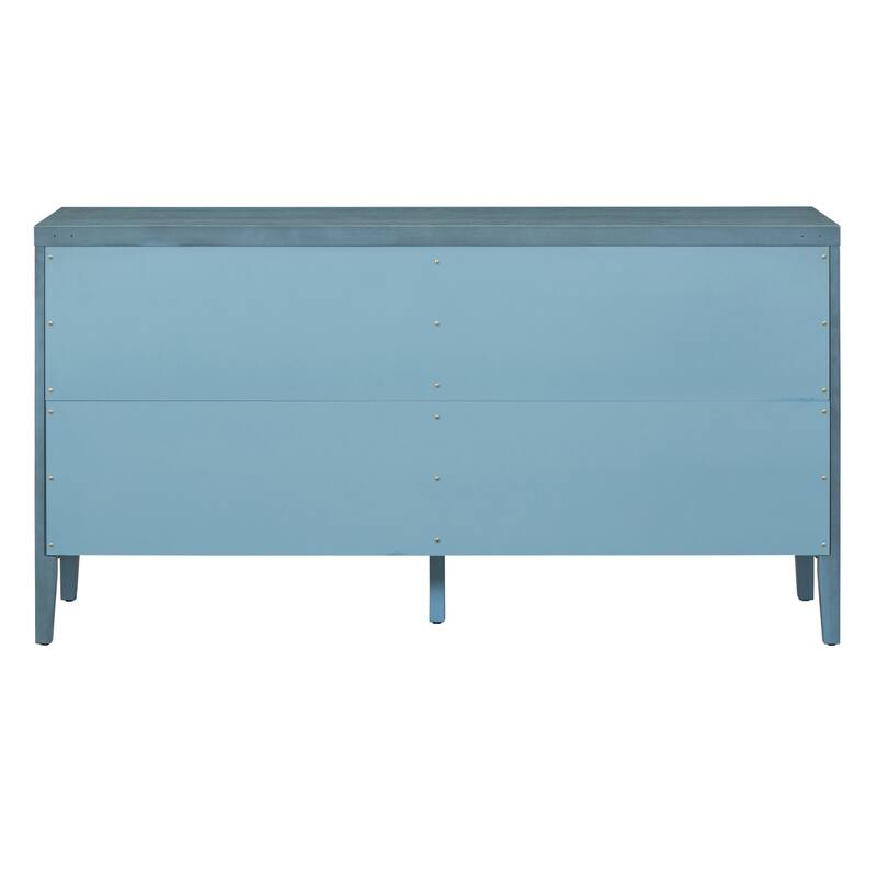 Retro Sideboard Doors with Circular Groove Design Round Metal Door Handle - 60"L x 16"W x 32"H