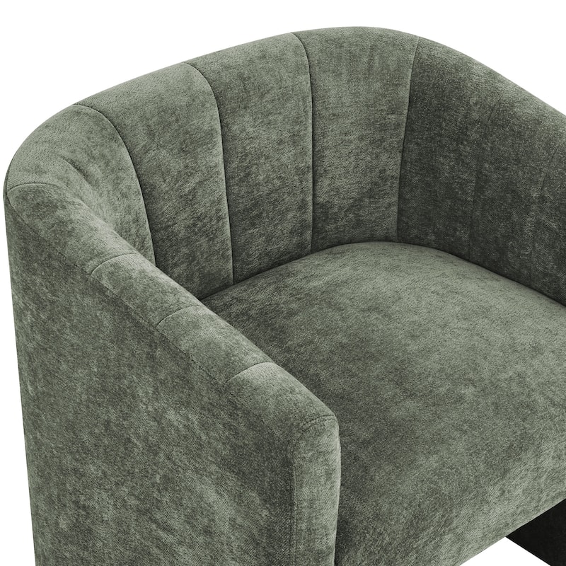 Upholstered Chenille Barrel Accent Chair With Storage Ottoman,Modern Barrel Arm Chair,Reading Chair With Ottoman For Living Room