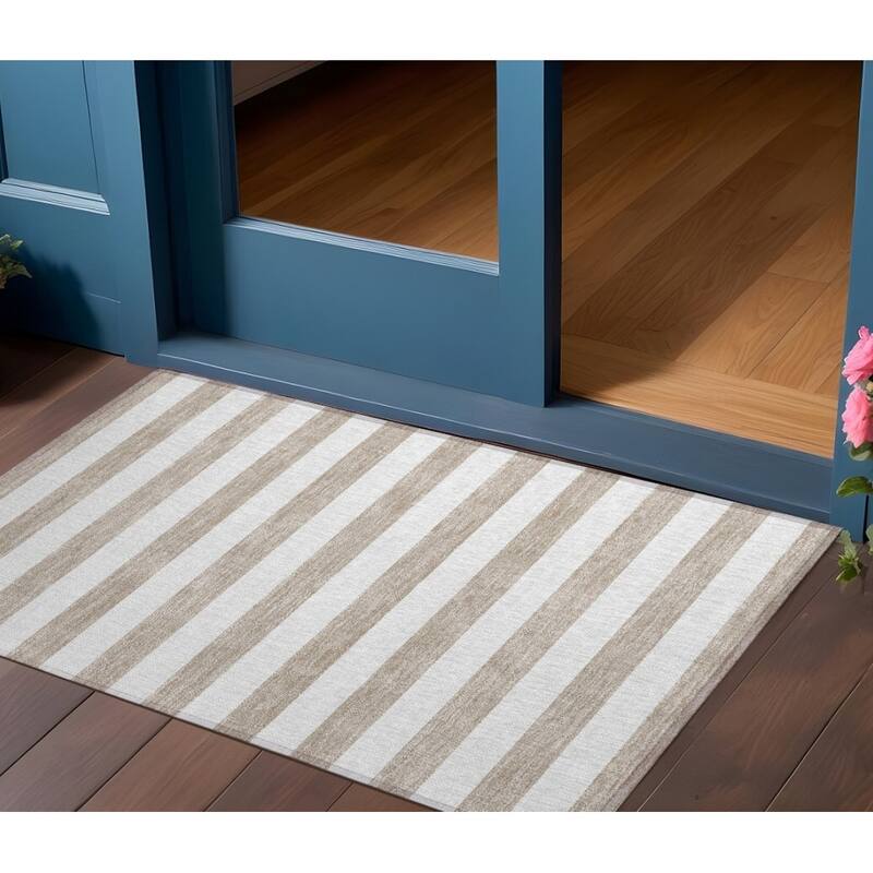 Almine Stripe Weather Resistant Versatile Elegance Outdoor Rug - 2' x 3' - Multi