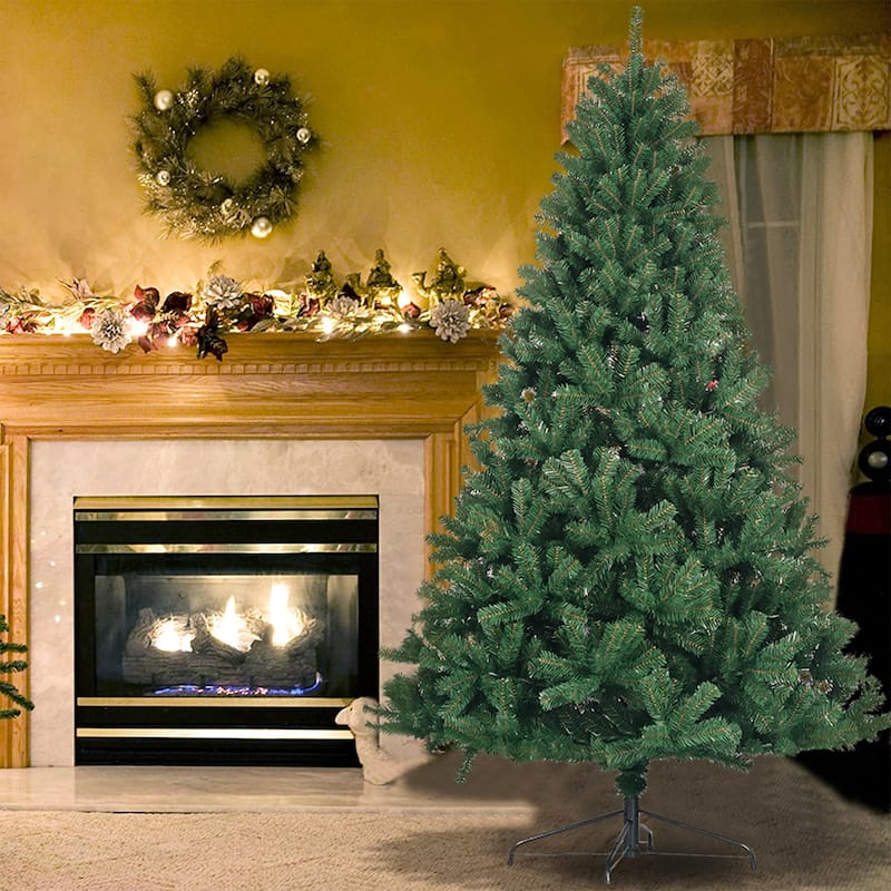 Christmas Tree Holiday Decoration, PVC Fir Xmas Tree, Metal Stand - 7.5 Foot