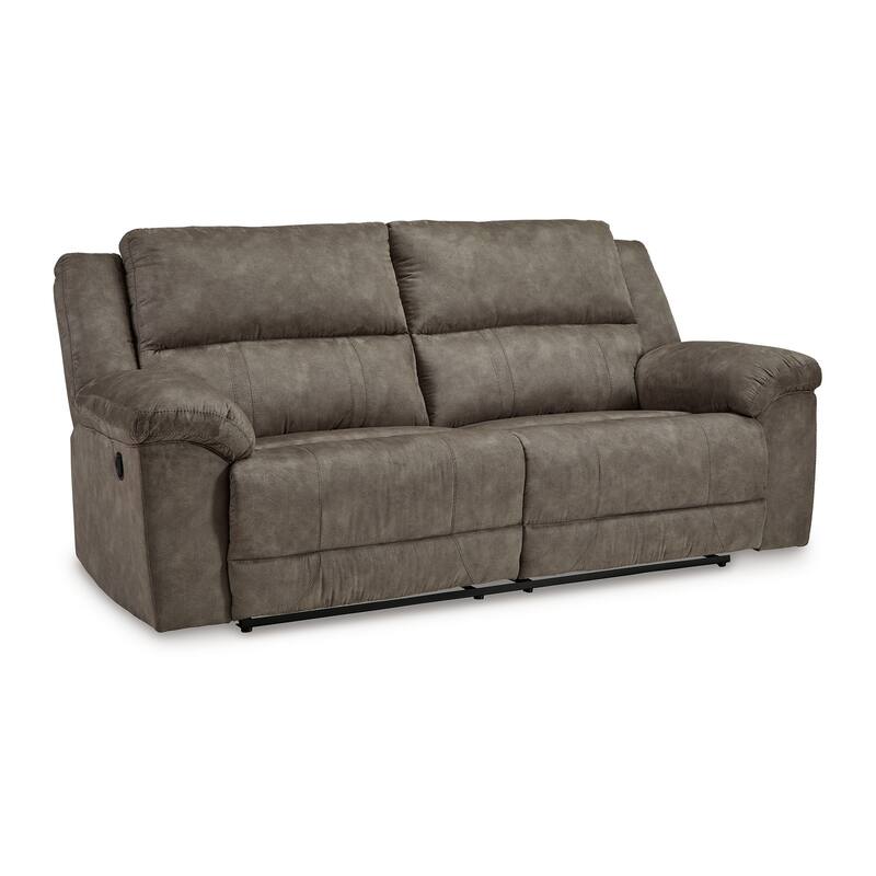 Larson Manual Reclining Oversize Sofa, Brown Faux Leather, 92 Inch
