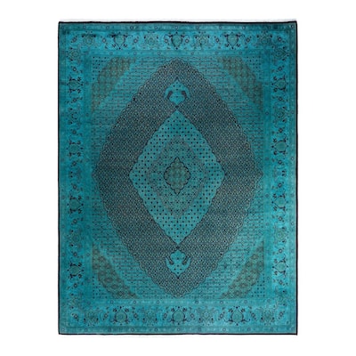 Fine Vibrance One-of-a-Kind Hand-Knotted Area Rug - Blue, 8' 2" x 10' 5" - 8' 2" x 10' 5"