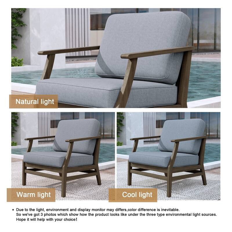 2 Set Patio Teak Wood Outdoor Chair with Cushions