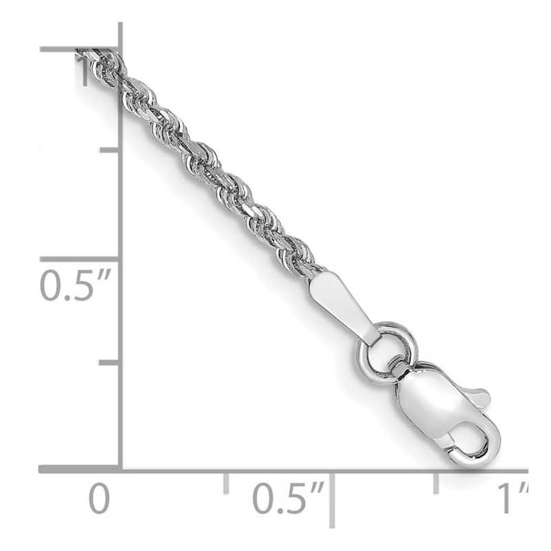 Curata 10k White Gold Unisex 1.75mm Diamond Cut Rope Chain Bracelet Optons: 7" 8" 9"