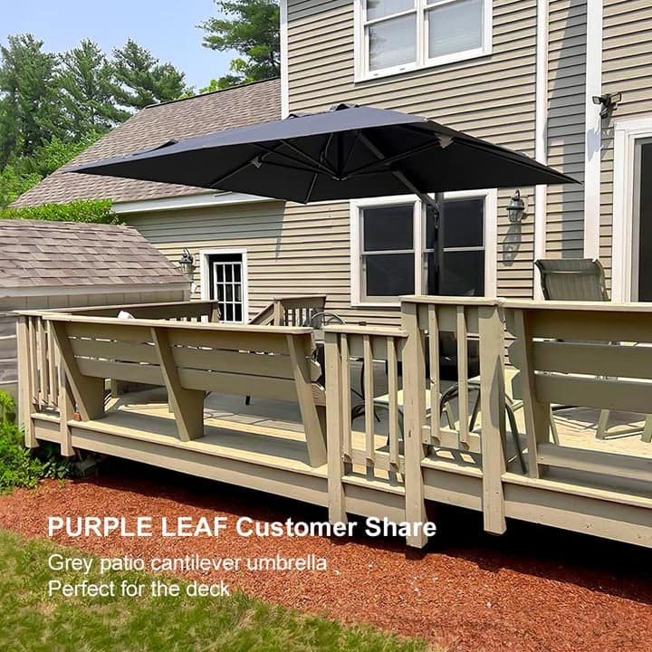 PURPLE LEAF Sturdy Heavy-duty Patio Cantilever Offset Umbrella 360-degree Rotation with Base