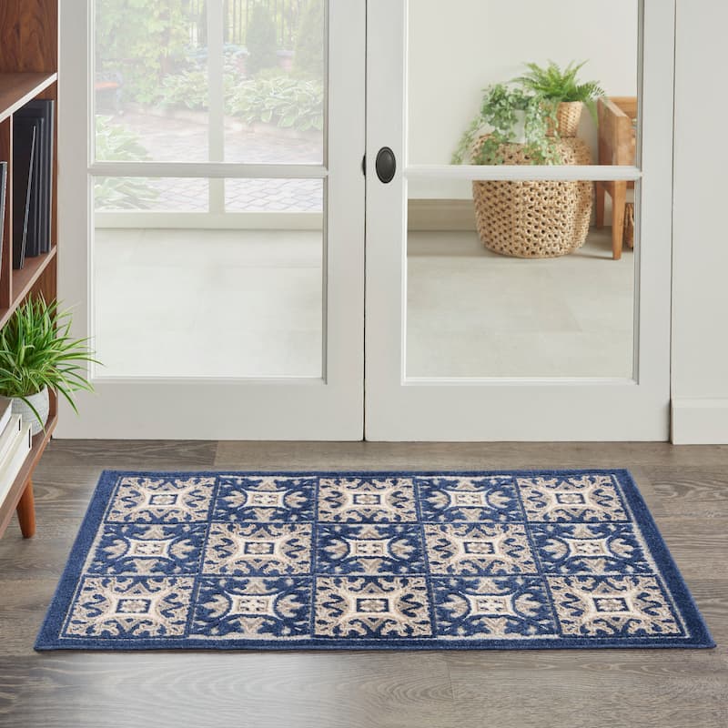 Nourison Aloha Indoor/outdoor Grey Geometric Area Rug