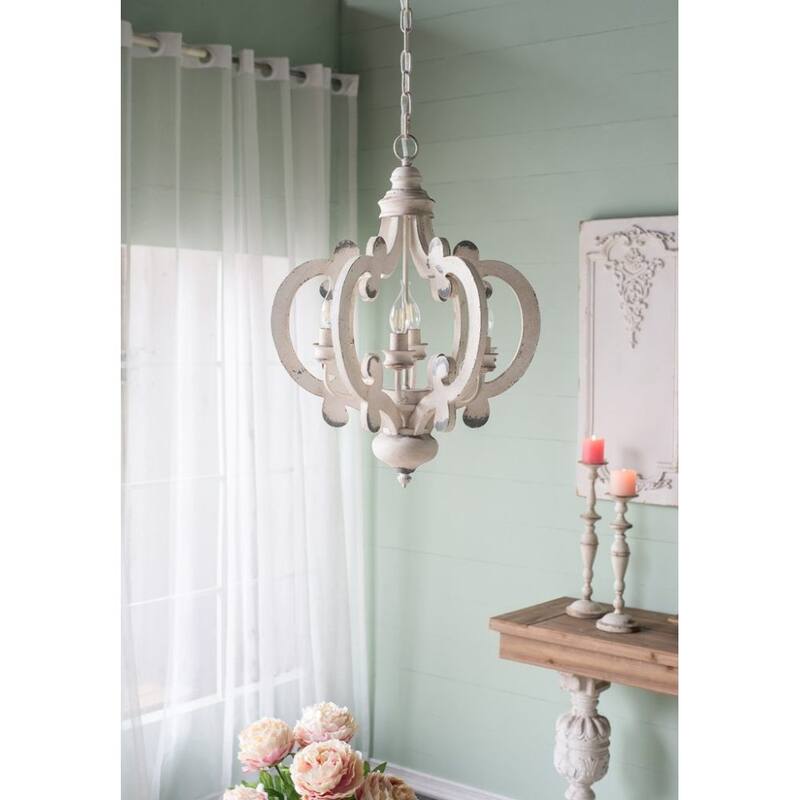 French Country Wood 6-Light Chandelier Fixture with Adjustable Chain