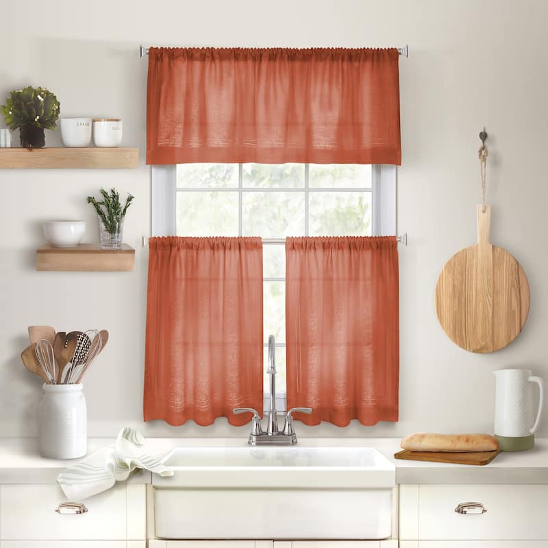 Elrene Cameron Linen Kitchen Curtain Window Valance - 60" w x 15" l - 60" w x 15" l
