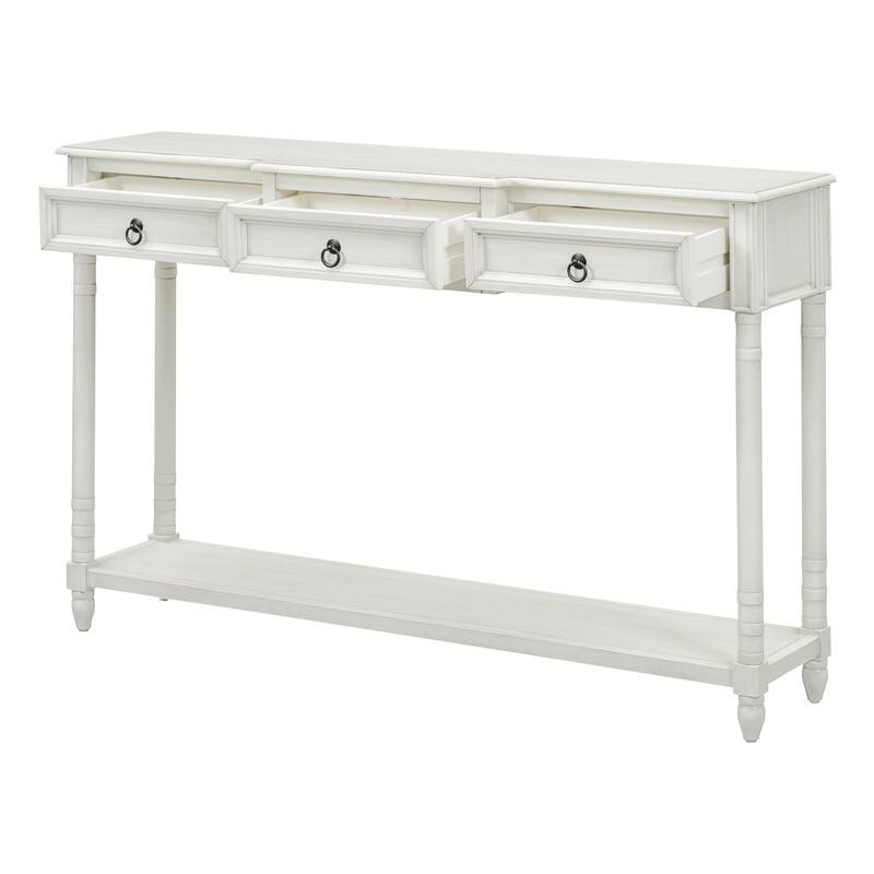 Console Table Sofa Table with Drawers for Entryway with Projecting Drawers and Long Shelf