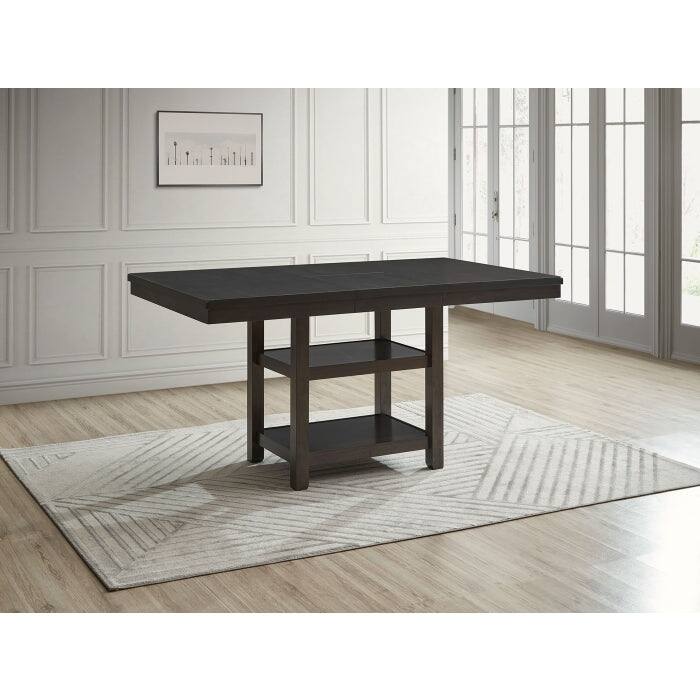 Wooden Counter Dining Set, Expandable Butterfly Leaf Table with Storage
