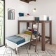 preview thumbnail 1 of 11, Max and Lily Mid-Century Modern L-Shaped Twin over Twin Bunk Bed White/Walnut