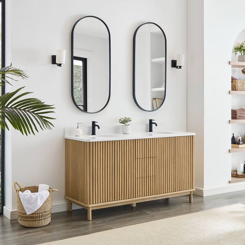 Miseno MV-SEOU60M-GWT Seoul 60" Free Standing Double Basin Vanity Set
