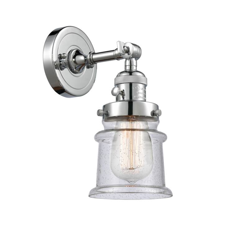 Innovations Lighting Small Canton Single Light 11" Tall Bathroom - Polished Chrome / Seedy