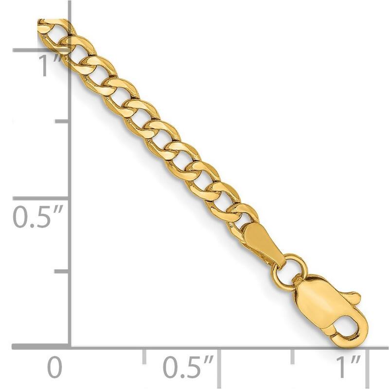 Curata 14k 2.85mm Semi-solid Curb Link Chain Bracelet - 7 Inch