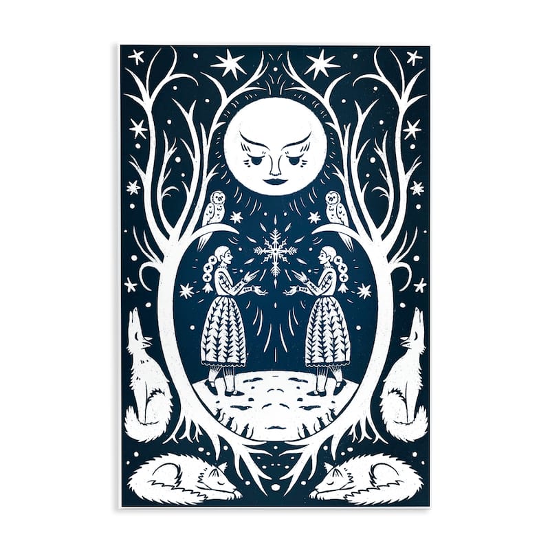 Stupell Woodland Folk Girls with Moon Wall Plaque Art Design By Hannah Moren - 13 x 19