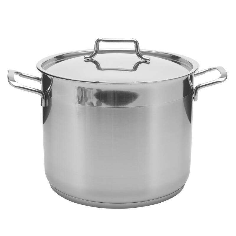Hascevher Classic 18/10 Stainless Steel StockPot Covered Cookware Induction Compatible Oven Safe 9 Quart - Set of 9 - White