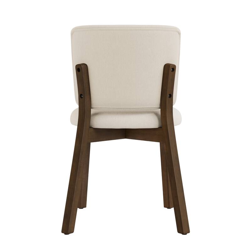Fabric Upholstered Dining Chairs Set of 2/4 with Wooden Legs, Modern Kitchen Dining Chairs with Back, Walnut Flaxen