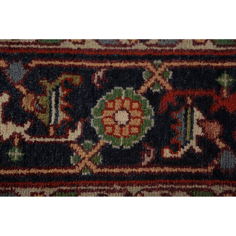 Orange Medallion Heriz Serapi Indian Rug Hand-Knotted Wool Carpet - 8'11"x 11'7"
