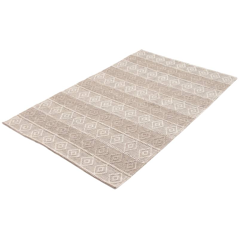 ECARPETGALLERY Braid weave Sienna Taupe Wool Rug - 5'1 x 8'6