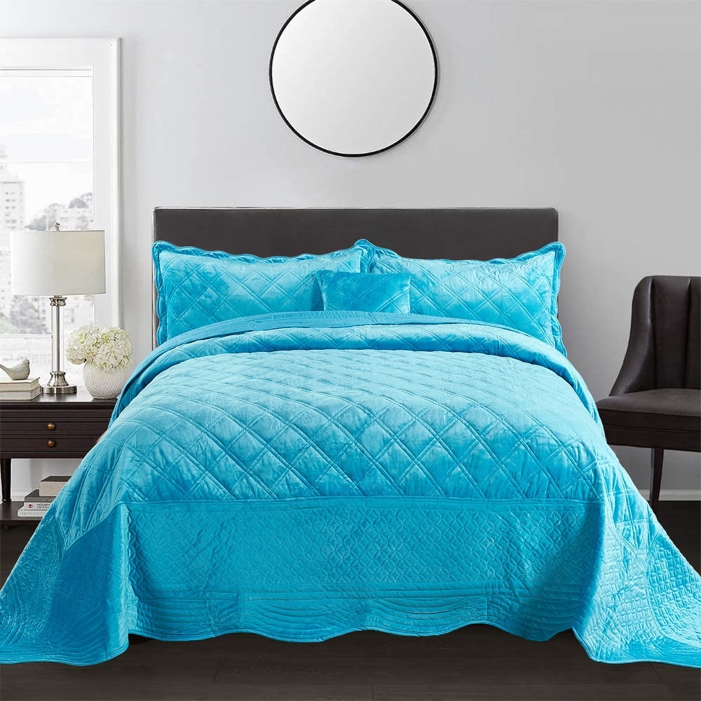 Serenta Supersoft Microplush Quilted 4 Pieces Bedspread Coverlet Set