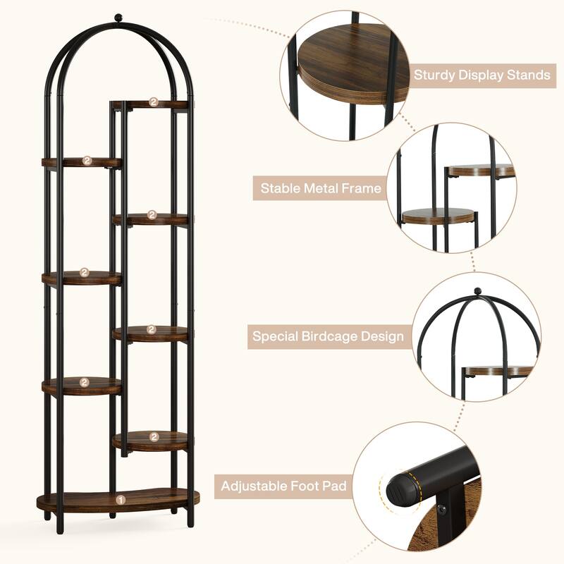 8-Tier Industrial Plant Stands with Metal Frame for Indoor Outdoor