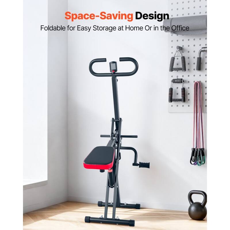 Black Steel Deep Squat Machine with 12-Level Hydraulic Resistance and Adjustable Seat - 35.4 x 22.8 x 44.1 in